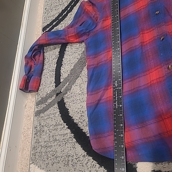 American Eagle Vintage Boyfriend Shirt Womens XL Blue Red Plaid Flannel... - Picture 12 of 14
